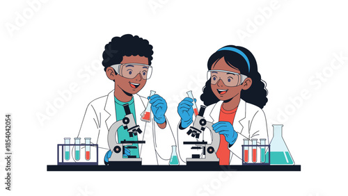 Students Conducting Science Experiments in a Laboratory