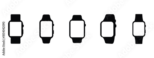 Smartwatch Icon Collection – Line Art, Glyphs, and Silhouette Vectors of Modern Wearable Technology for UI and Digital Design