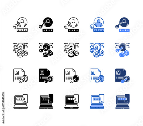 Login, Token, Credentials, Two Factor multiple style icon set.