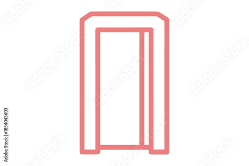 Red Outline Icon of a Doorway on Black Background entrance exit