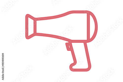 Red Outline Icon of a Hair Dryer on Black Background hairdryer blow dryer