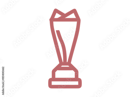 Red Outline Icon of a Trophy on Black Background award victory