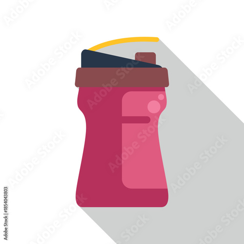 Flat icon depicting a pink shaker bottle with a long shadow