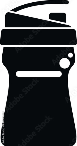 Black silhouette icon featuring a fitness protein shaker bottle
