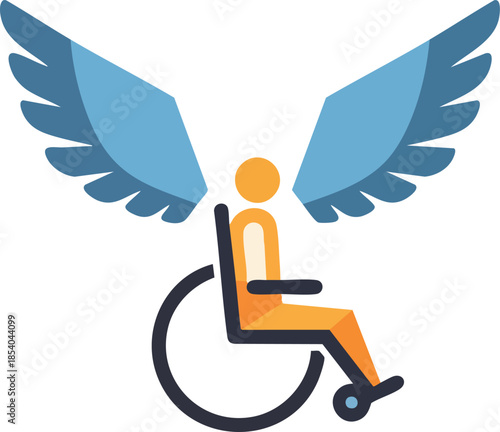 Illustration of a wheelchair with wings depicting accessibility
