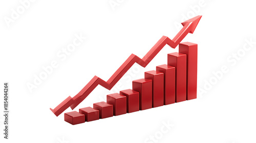 Red 3d bar chart with upward trending arrow isolated on transparent background Free Download Red 3d bar chart with upward trending arrow isolated on transparent background - GFXLoad