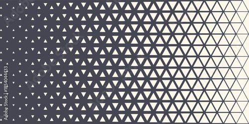 Triangular Halftone Texture Retrowave Vector Geometric Technology Abstract Background. Half Tone Triangles Retro Colored Pattern. Minimal 80s Style Dynamic Tech Structure Wallpaper