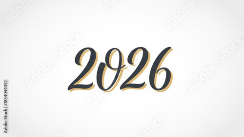 New year 2026 elegant black and gold typography on white background