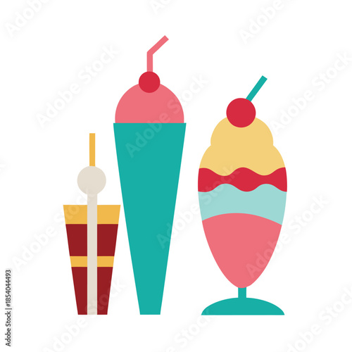 Milkshake sundae vector illustration