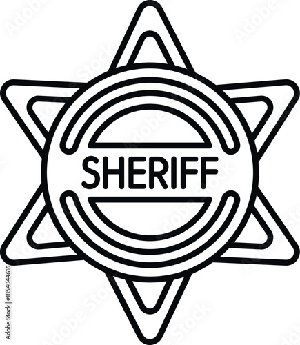 Sheriff star badge icon illustrating law enforcement, justice, and protection