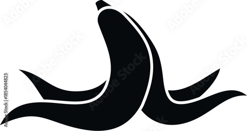 Banana peel silhouette symbolizing clumsiness and danger on a clean white background