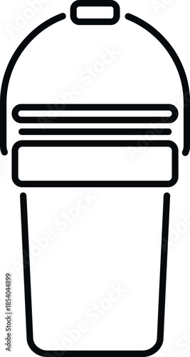 Simple bucket outline drawing on white background representing household utility