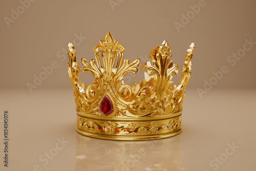 Gold crown of queen with jewel of precious stone