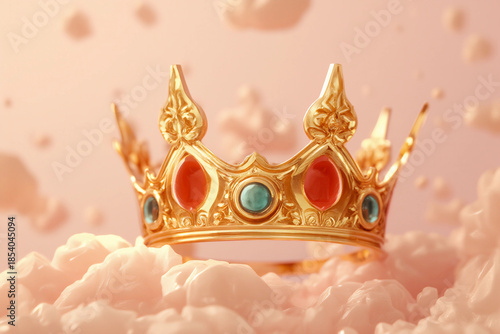 Gold crown of queen with jewel of precious stone