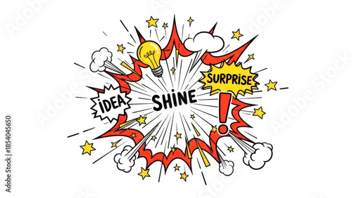 Vibrant comic book style illustration of shining lightbulb moment