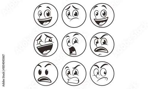 face emotion icons set collection bundle design