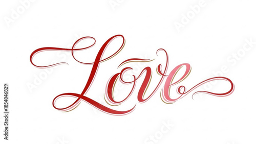 Elegant red and pink calligraphy love word on white background, beautiful typography for romantic and valentine's designs