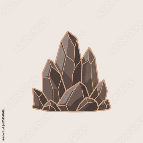 Cluster of brown geometric crystals with beige outlines.