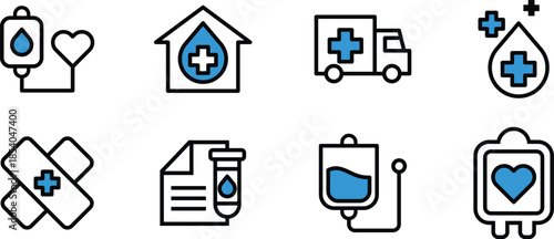 Icon Pack medical, ambulance, blood type, surgery for Web Interfaces, UI UX, Mobile Apps, and Digital Asset Use