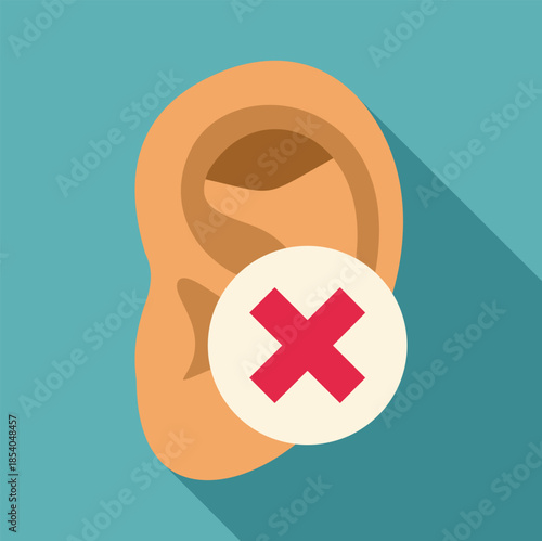 Human ear icon experiencing hearing issues or showing a sound prohibition symbol