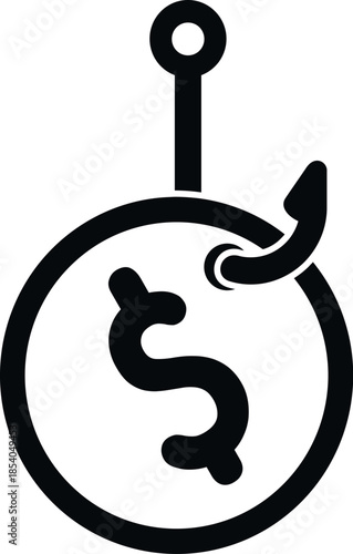 Dollar sign on a fishing hook symbolizing financial fraud or phishing