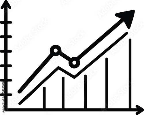 Growth chart trending upwards towards success and high achievement
