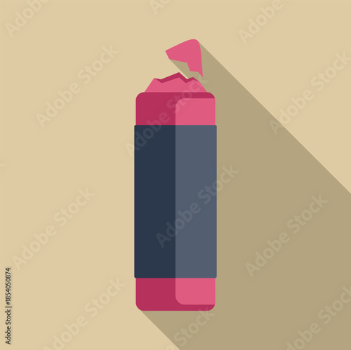 Broken lipstick on a beige background with a long shadow