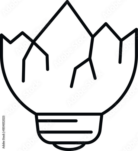 Broken lightbulb outline icon symbolizing a failed idea or problem solving