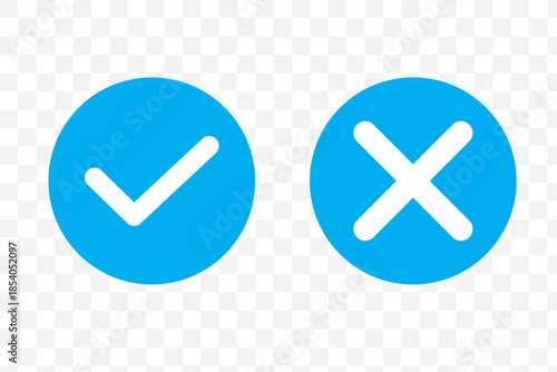 Check mark icons. green check mark and red cross mark icon set. green tick and red x. Symbols of approval and Decline icon vector.