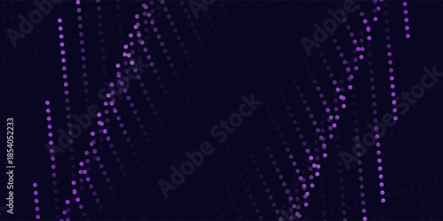 Dot blue purple wave line light gradient dark background. Abstract technology big data digital background.