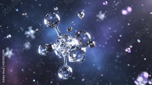 Wallpaper Mural Abstract molecular structure with glowing spheres in cosmic space Torontodigital.ca