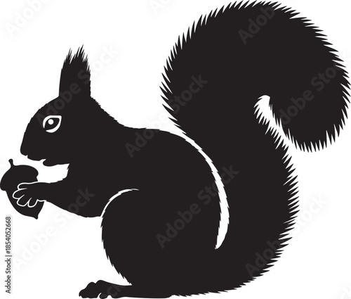 Squirrel eating a nut isolated on transparent background