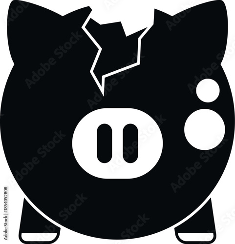 Silhouetted broken piggy bank representing financial collapse and lost savings