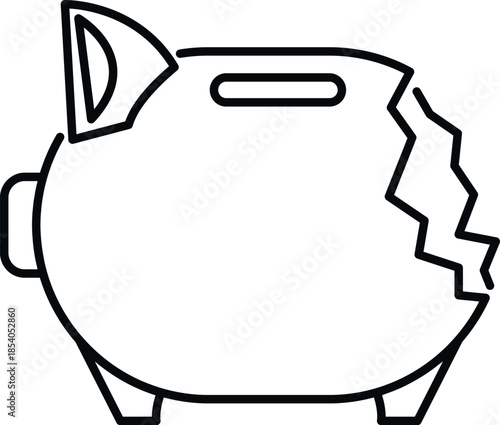 Piggy bank breaking representing savings loss and economic problems