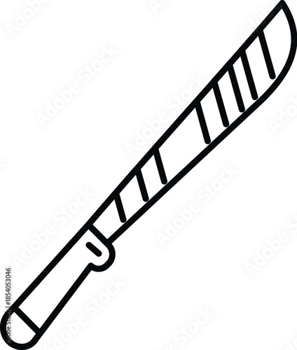Machete outline vector design representing a sharp cutting tool