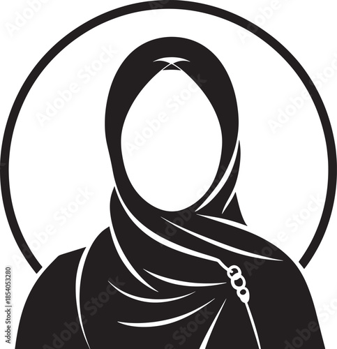 Woman wearing hijab headscarf with circular halo