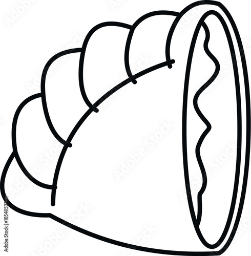 Empanada black line drawing on a white background, representing latin american cuisine