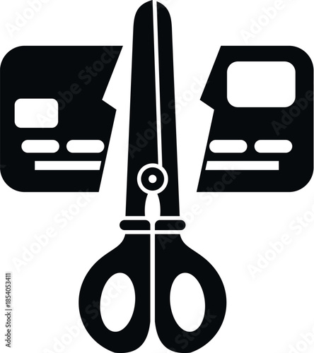 Scissors cutting a credit card, symbolizing financial freedom and breaking debt