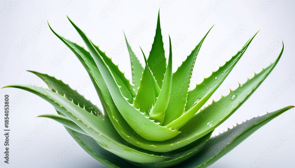 Obraz premium Aloe Vera Plant Isolated N Fresh Green Succulent On White