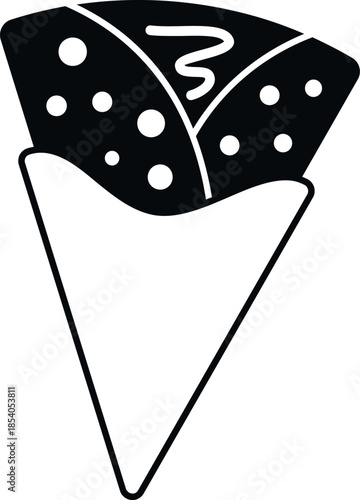 Sweet crepe street food snack with chocolate and sprinkles