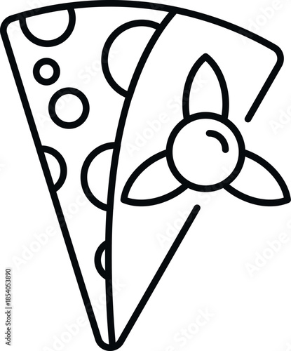 Drawing a triangular pizza slice with toppings, representing quick meal or delivery