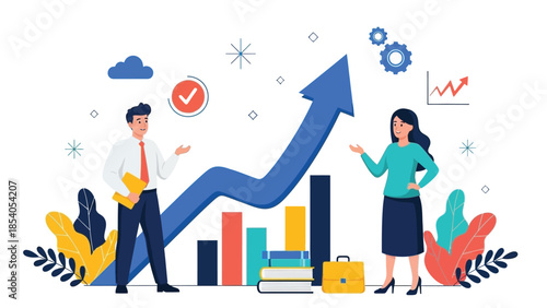 business man pushing graph