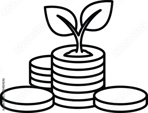 money tree growing from coins