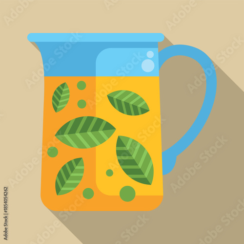 Iced tea pitcher with mint leaves and ice cubes illustrating a cool summer beverage