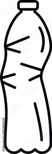 Crumpled plastic bottle outline symbolizing discarded waste and recycling