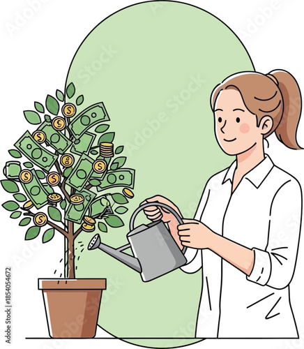 woman watering plants