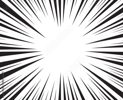 Manga comic explosion, motion or movement effect, vector background. Manga anime cartoon radial speed lines and abstract pattern for comic book burst, flash ray or explode bang action