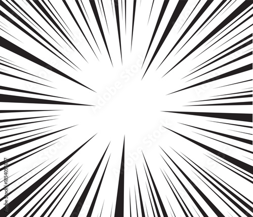Manga comic explosion, motion or movement effect, vector background. Manga anime cartoon radial speed lines and abstract pattern for comic book burst, flash ray or explode bang action