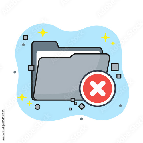 Flat design vector illustration of deleted file folder empty state ui symbolizing error cancel or removal process