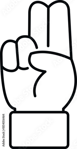 Human hand showing a two finger scout's honor or two finger salute gesture on white